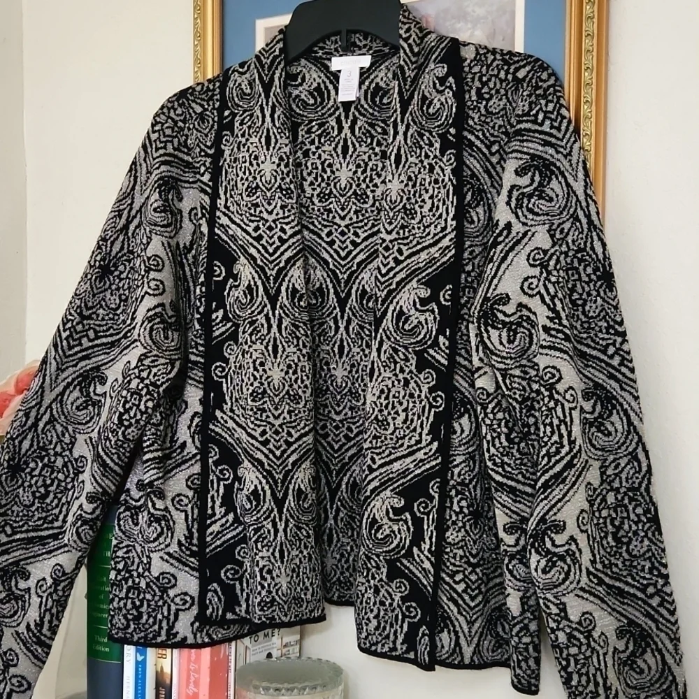Wool Blend Elegant Black Gray Patterned Cardigan Classy Office Formal Wedding